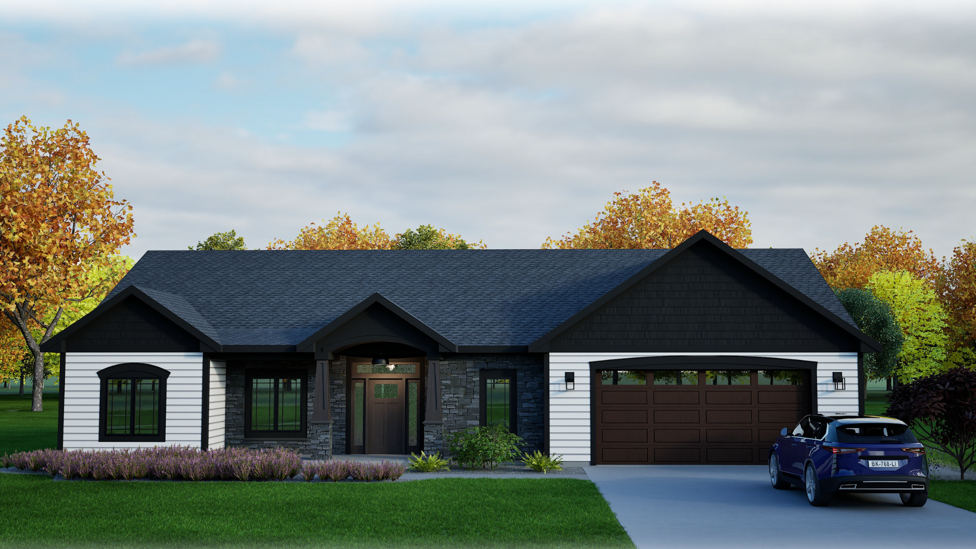 Country Meadow_front_ele custom home
